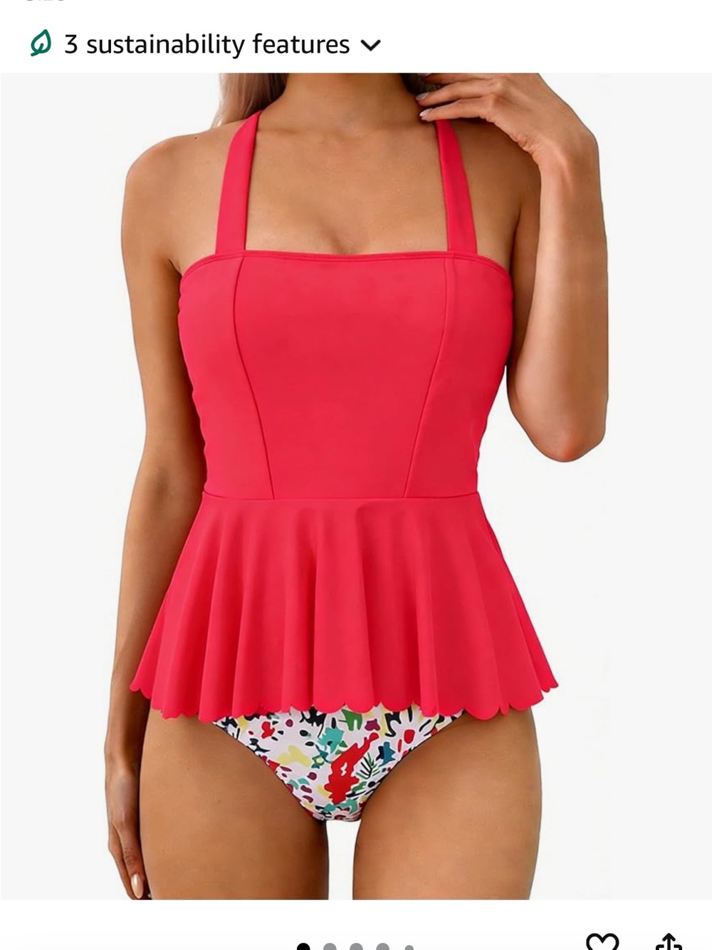 Girls' Red Peplum One-Piece Swimsuit